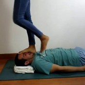 goddess enola fischer - face tr and ling and jumping, flipflops and barefoot